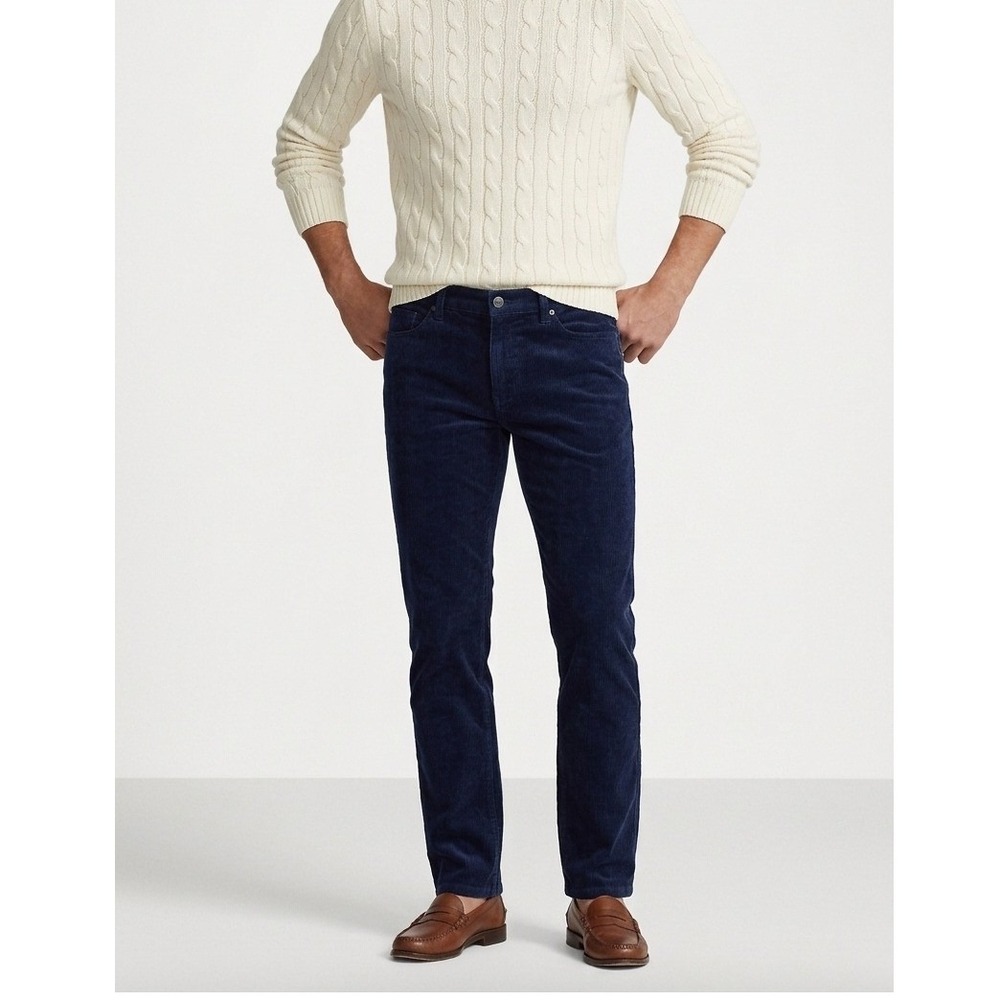 Polo Ralph Lauren Corduroy Pants Navy Blue Stretch Classic Fit - 38x32